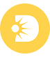 Le logo Devalia, un D jaune composé d'un soleil
